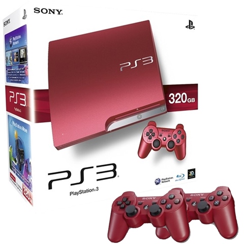 PS3 320GB Slim S. Czerwony + 2 Pads, W Pudelku